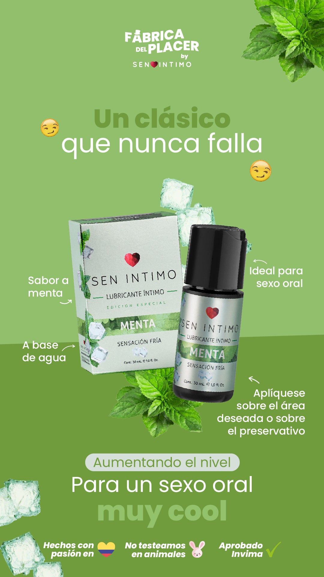 Lubricante íntimo menta - Luna Llena by jp Colombia 1