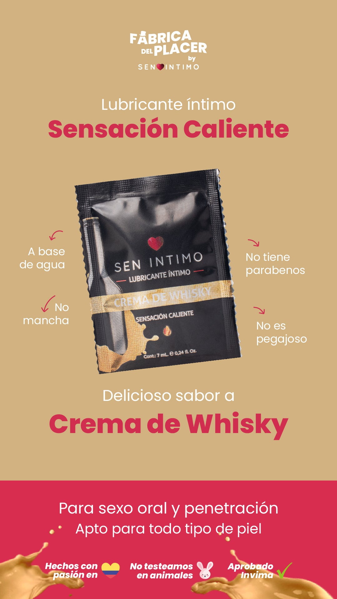 Lubricante íntimo Sachet Crema de Whisky - Luna Llena by jp Colombia 1