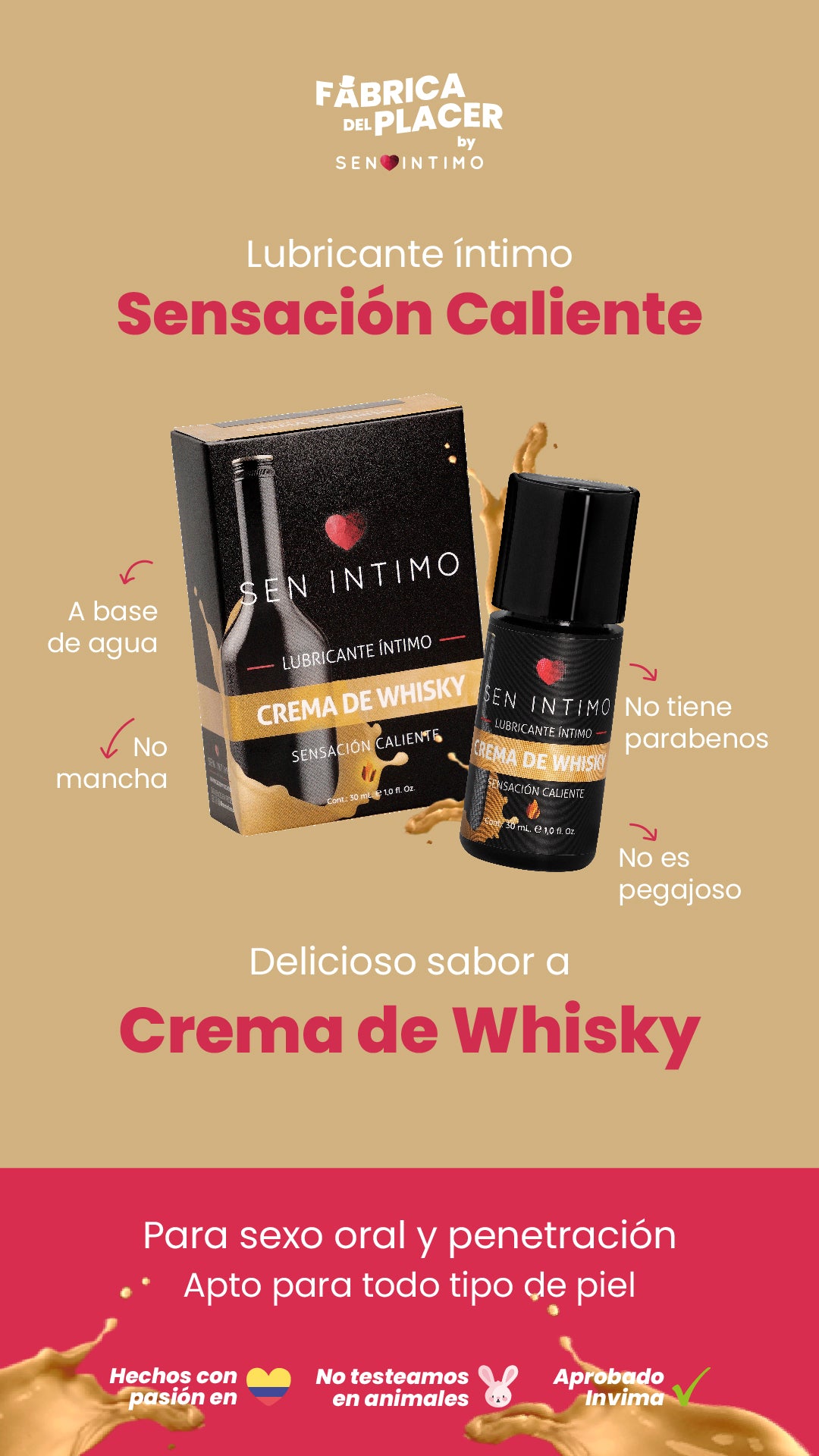 Lubricante íntimo Crema de Whisky - Luna Llena by JP Colombia 1