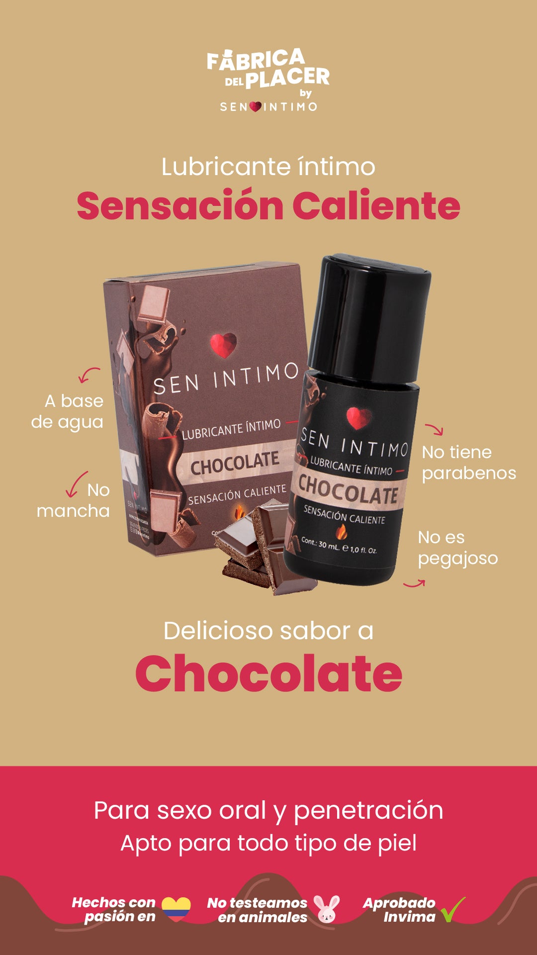 Lubricante íntimo Chocolate - Luna Llena by jp Colombia 1