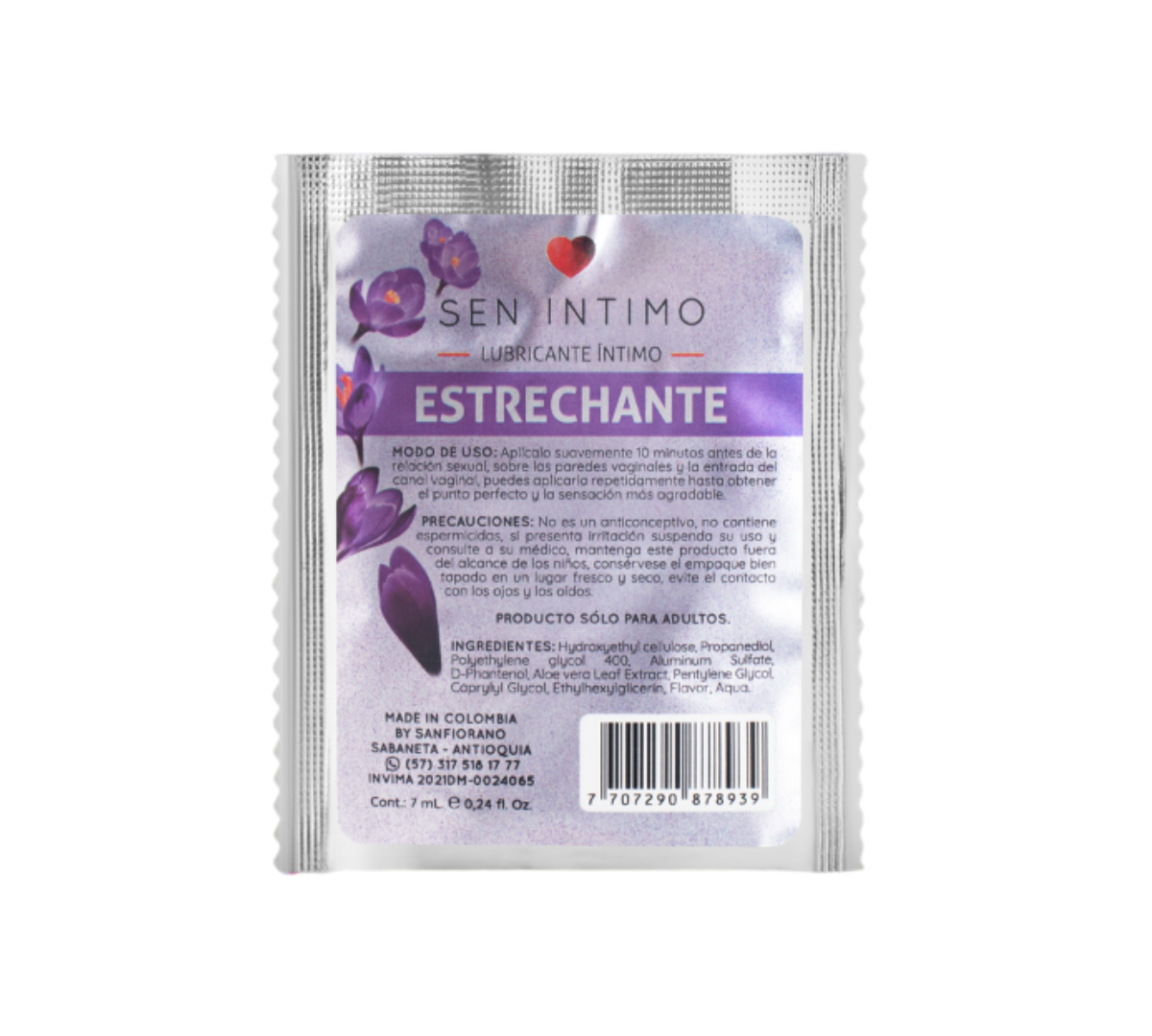 Lubricante íntimo Sachet Estrechante - Luna Llena by jp Colombia