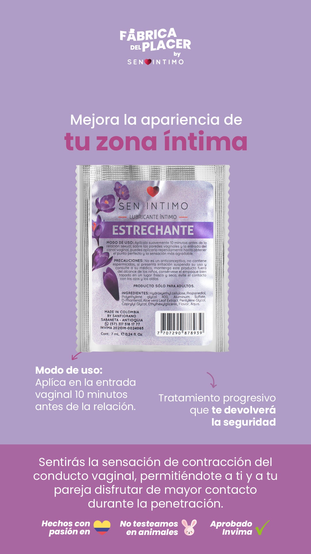 Lubricante íntimo Sachet Estrechante - Luna Llena by jp Colombia 1