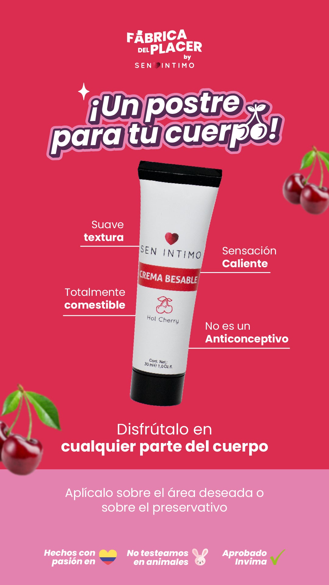 Crema Besable Hot Cherry - Luna Llena by jp Colombia 1