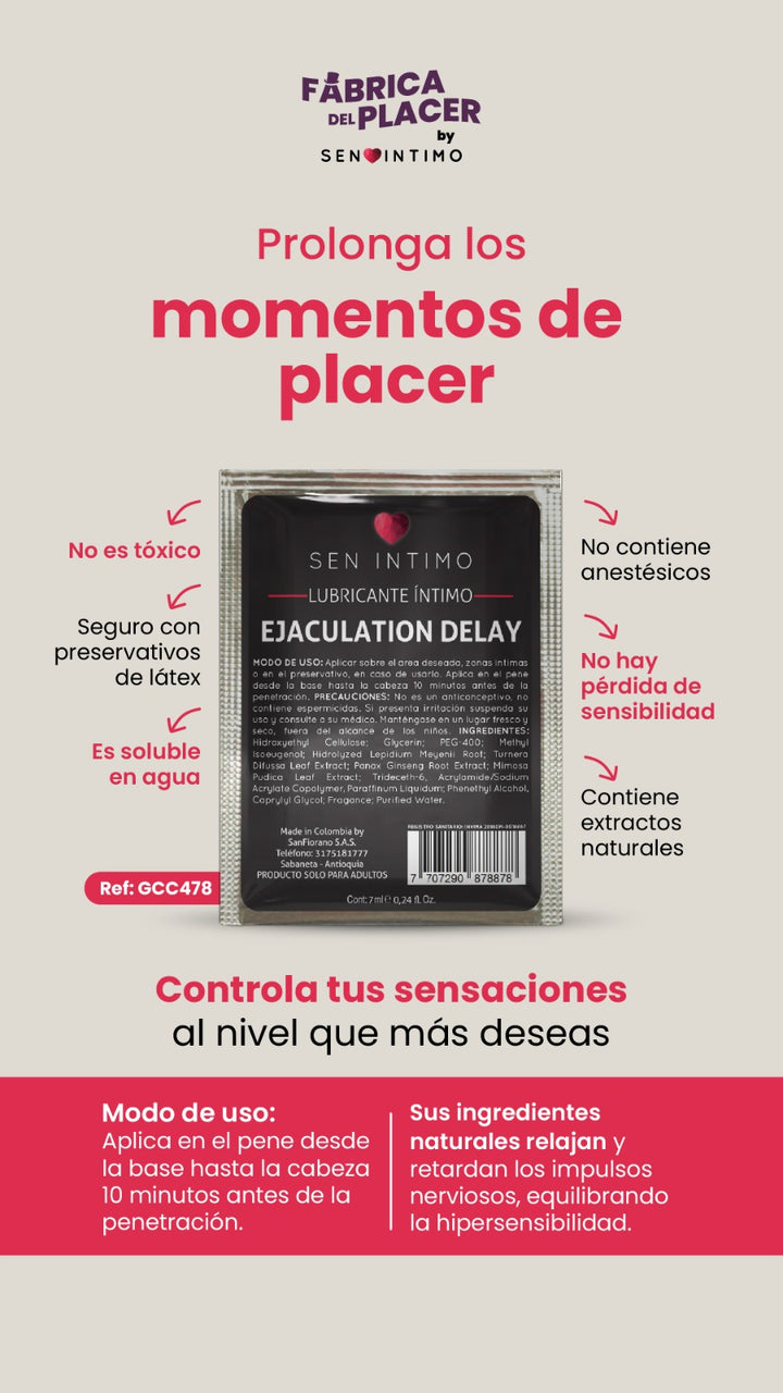 Retardante Íntimo Ejaculation Delay Sachet x 7 ml by Sen Íntimo