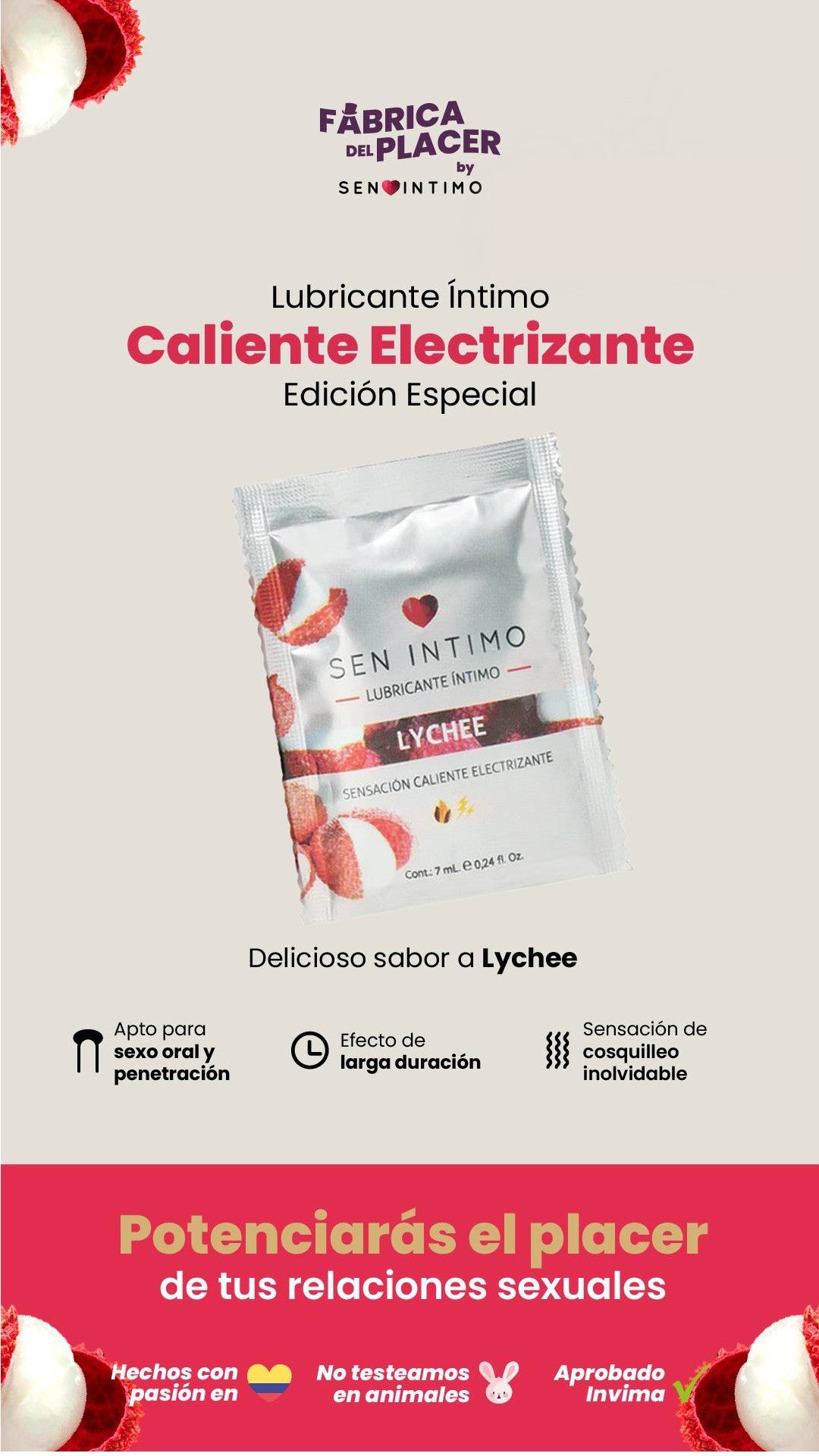 Lubricante Íntimo Sachet Lychee Edición Especial - Luna Llena by jp Colombia 1